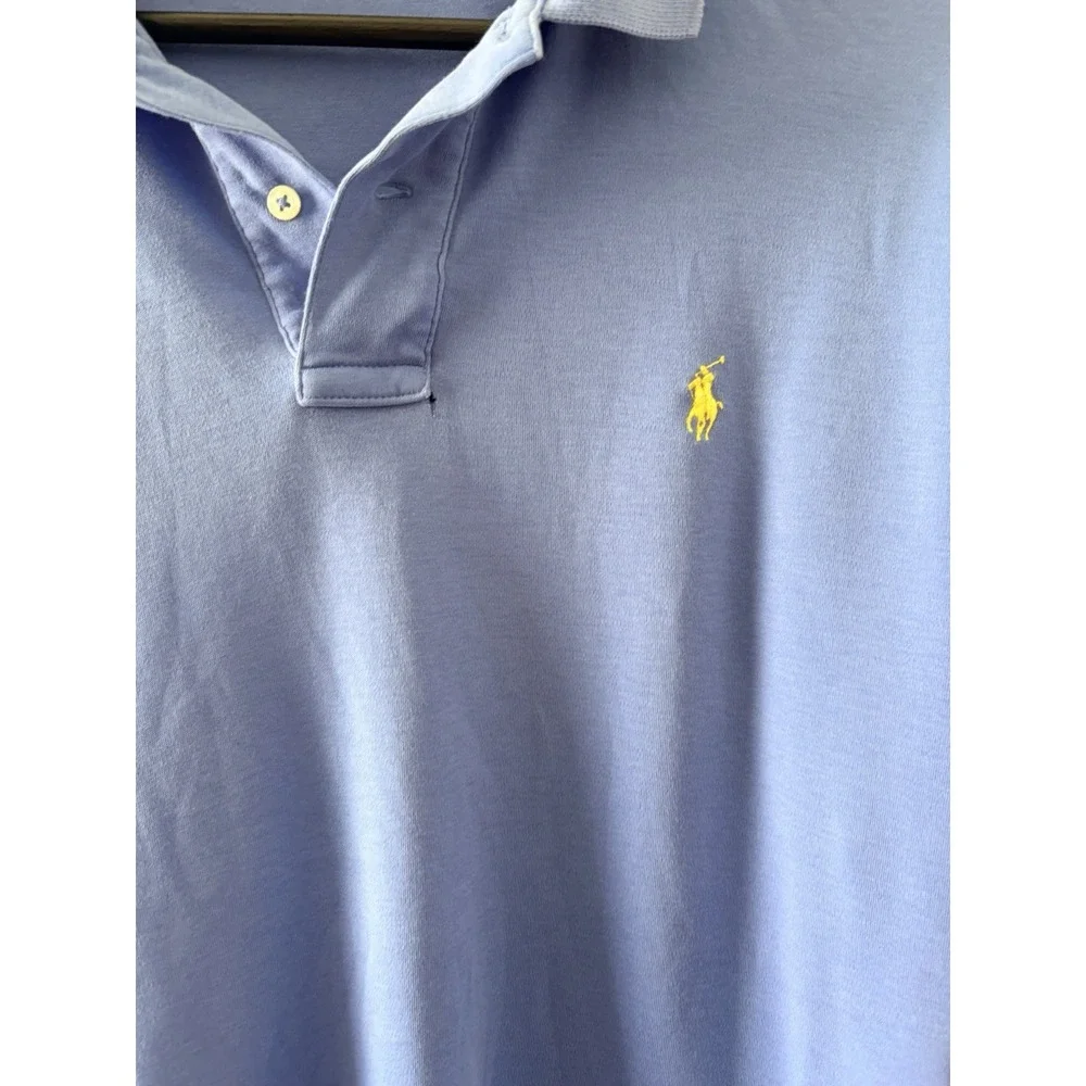 Polo Ralph Lauren Men's Periwinkle Blue Short Sleeve Polo Shirt Size M Yellow